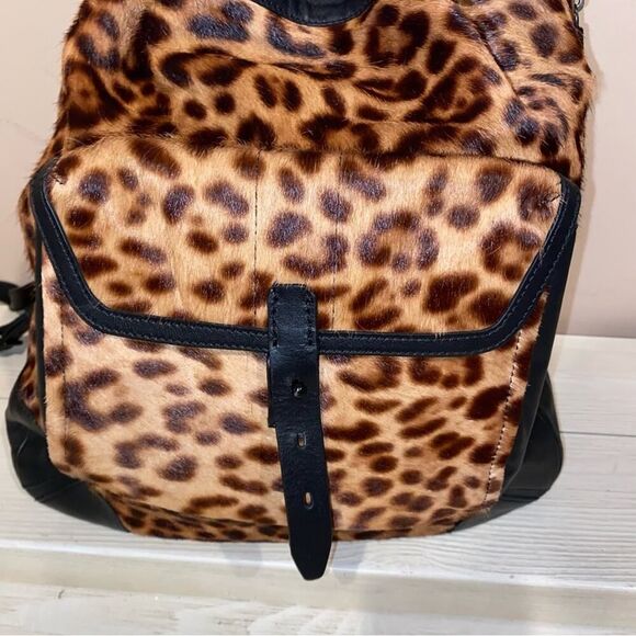 Rag & Bone Grayson Leopard-Print Calf Hair Black Backpack ONE SIZE NWOT - Picture 10 of 16